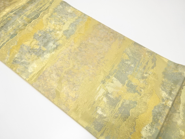 引箔　霞に花・古典柄織り出し袋帯